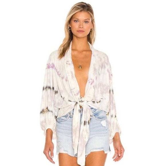 YFB Young Fabulous Broke Carmen Tie Dye tie open front top blouse - Picture 12 of 16